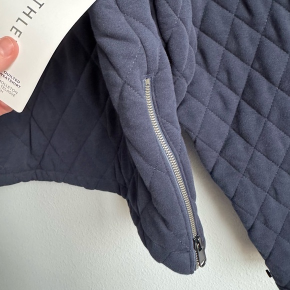 Athleta Navy Blue Retroplush Quilted Crewneck Sweatshirt - Picture 3 of 8